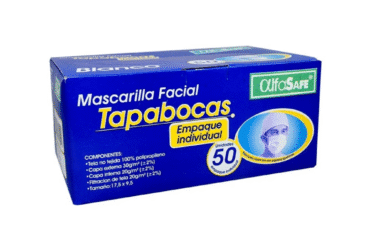 TAPABOCAS AZUL ELASTICO 50 UND ALFA