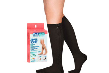 MEDIAS MEDIVA 15-20 RODILLA CON CIERRE Y PUNTERA NEGRO TALLA M