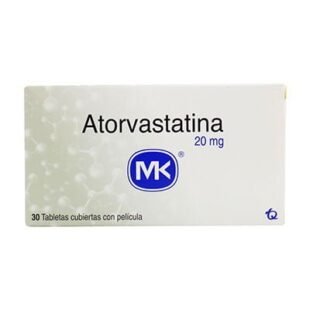 ATORVASTATINA 20 MG 30 TABLETAS MK