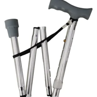BASTON PLEGABLE CON EMPUÑADURA EN T COLOR CROMO