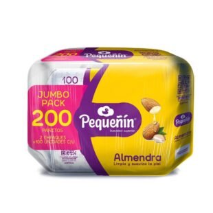 TOALLITAS HUMEDAS PEQUEÑIN ALMENDRAS JUMBO PACK X 200 UND