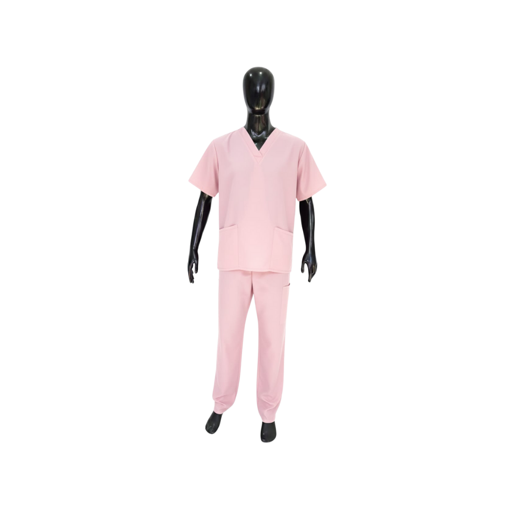 UNIFORME CUELLO V TEXTILIA ROSADO PASTEL TALLA S
