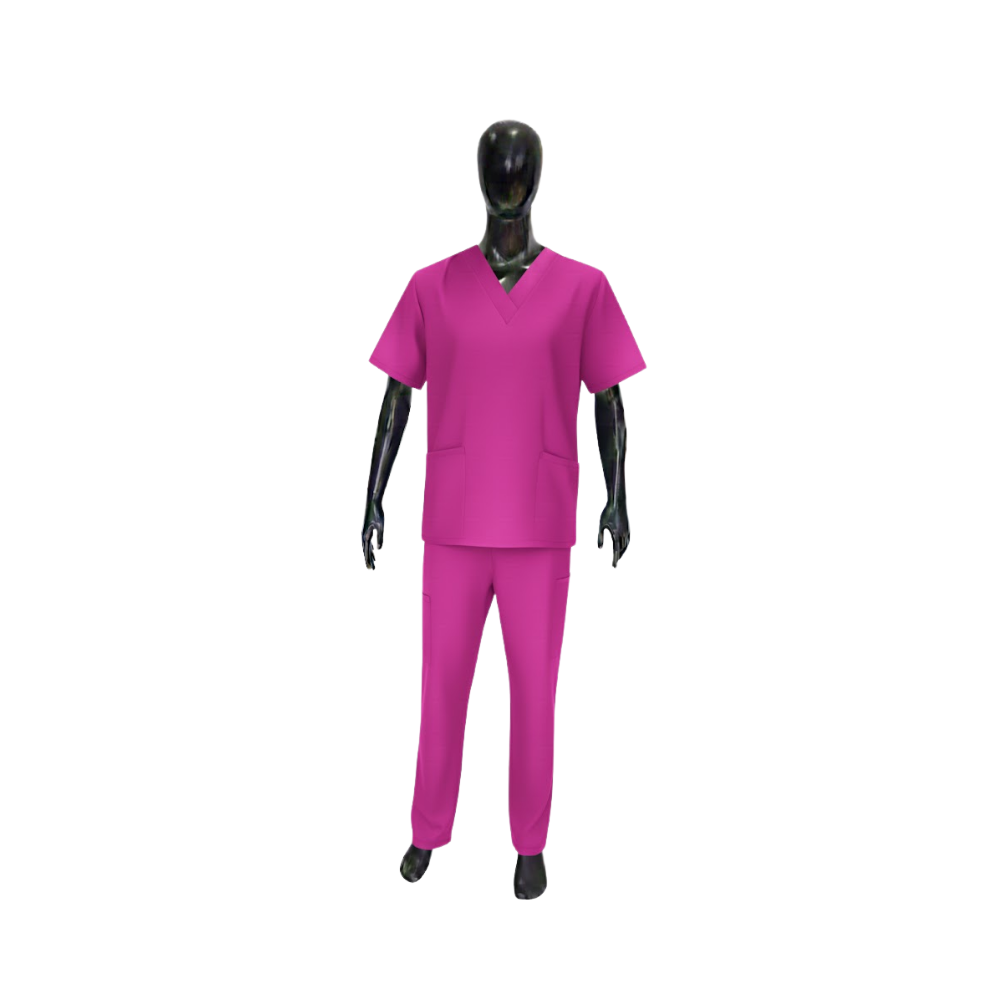 UNIFORME CUELLO V TEXTILIA FUCSIA TALLA L