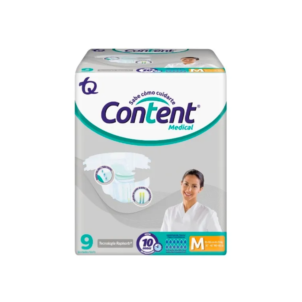 PAÑAL CONTENT MEDICAL TALLA M X 9UDS