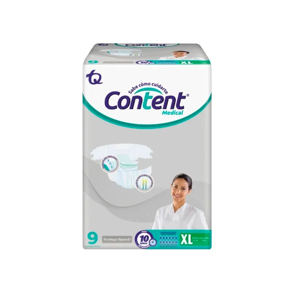 PAÑAL CONTENT MEDICAL TALLA XL X 9UDS