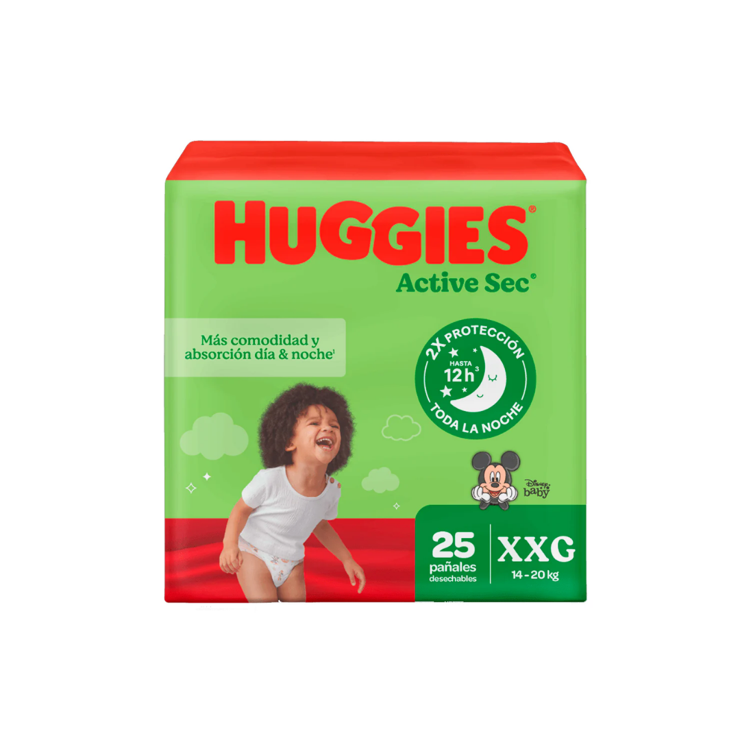 PAÑAL HUGGIES ACTIVE SEC ETAPA 5 TALLA XXG 25 UDS