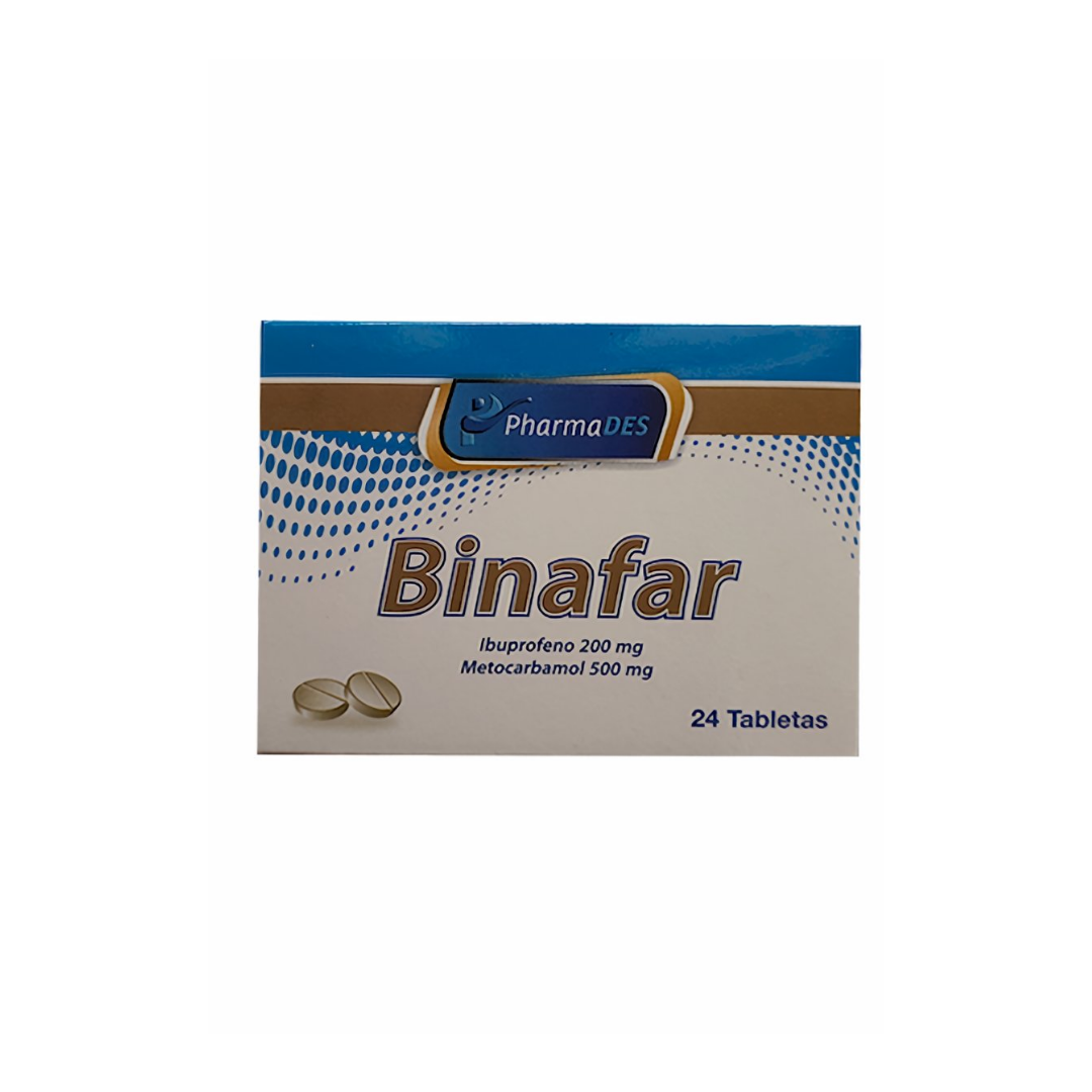 BINAFAR CAJA X 24 TABLETAS PHARMADES IBUPROFENO/METOCARBAMOL (ZZ)