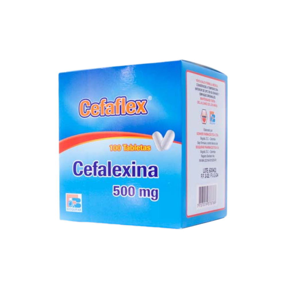 CEFAFLEX 500 MG CAJA X 100 TABLETAS CEFALEXINA BIOQUIFAR (Z)