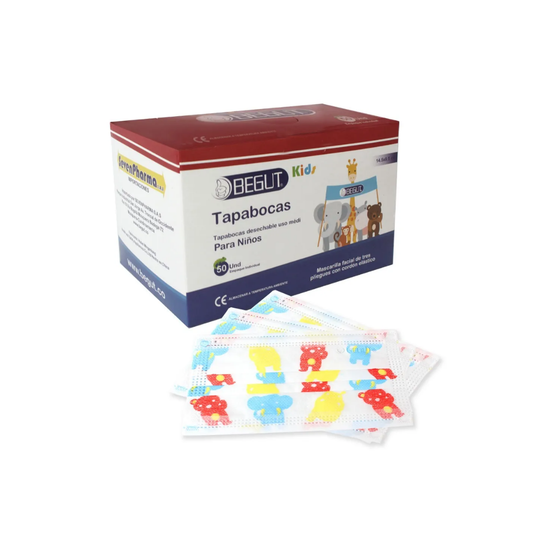 TAPABOCAS DESECHABLE KIDS E.I CAJA 50 UND