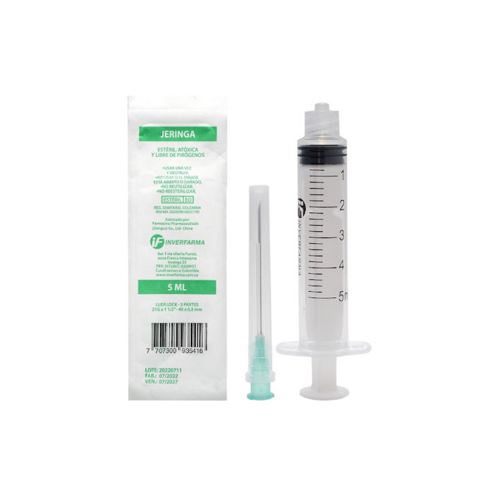 JERINGA .3P 5ML 21X1.1/2 100 UDS INVER.