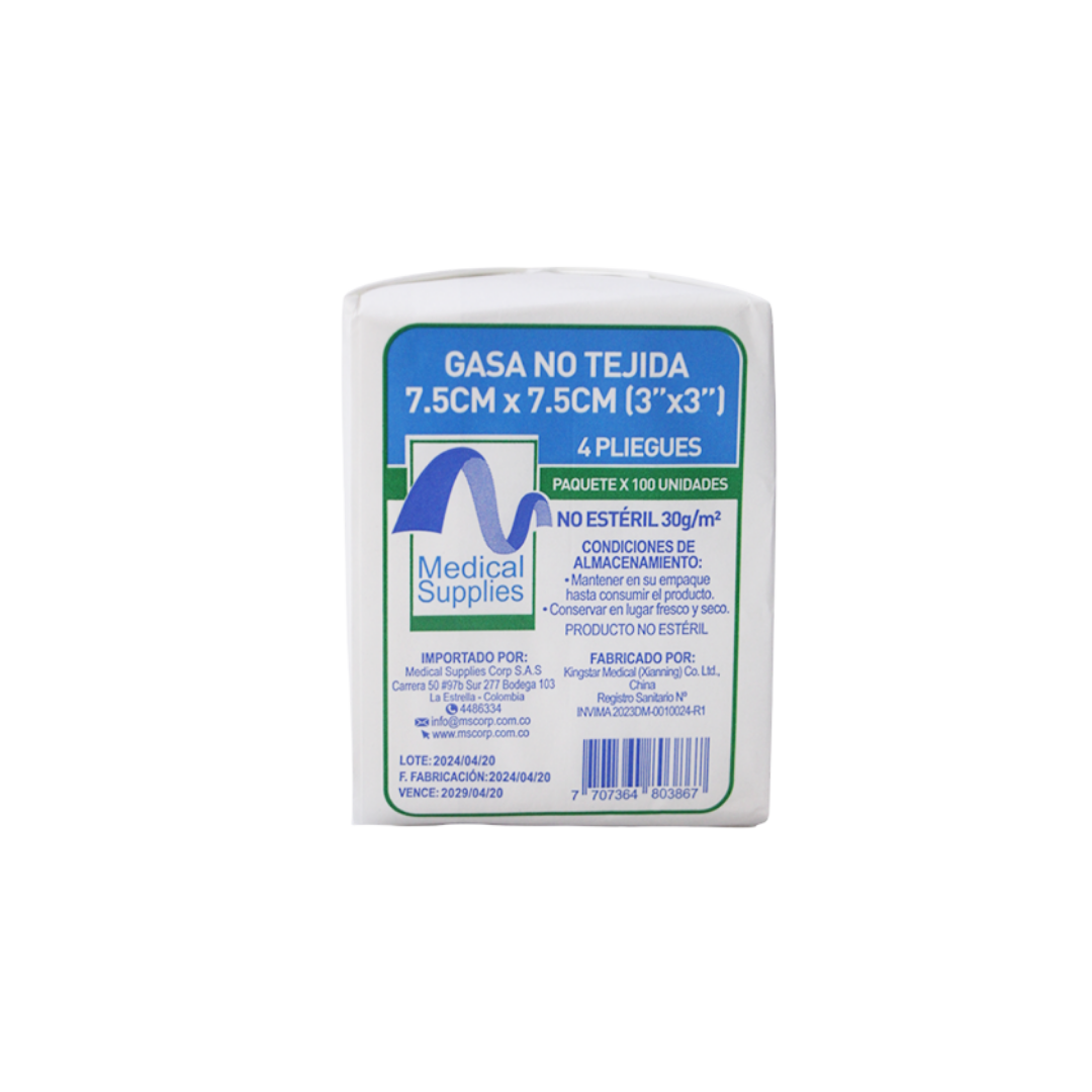 GASA NO TEJIDA 7 5 X 7 5 100 UND MEDICAL SUPPLIES