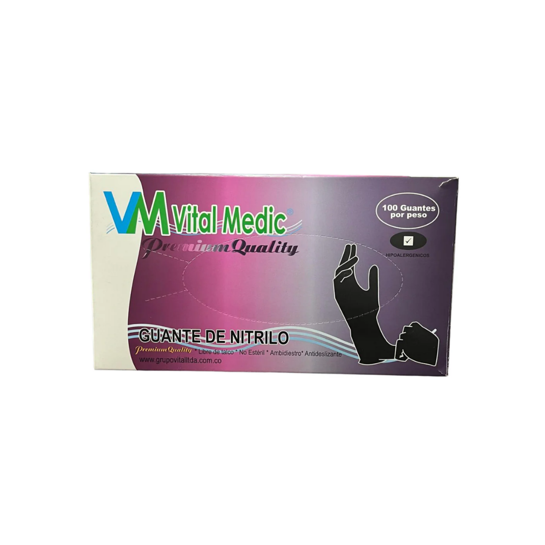 GUANTE NITRILO NEGRO TALLA S CAJA X 100 VITAL MEDIC