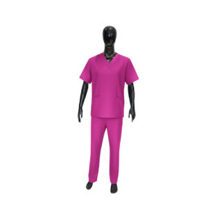 UNIFORME CUELLO V TEXTILIA  FUCSIA TALLA M