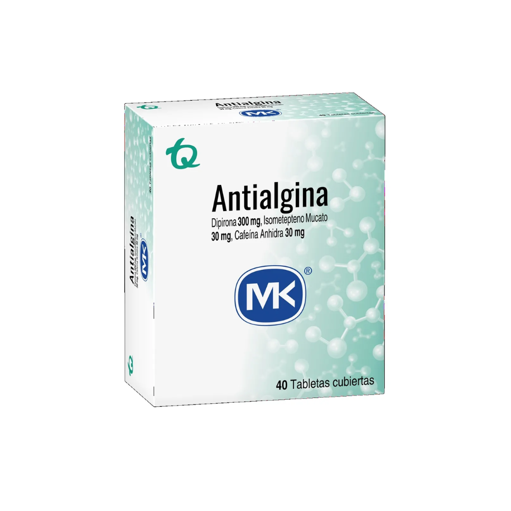 ANTIALGINA (Dipirona 300mg-isometepteno Mucato 30mg-Cafeína Anhidra 30mg) X 40 TAB